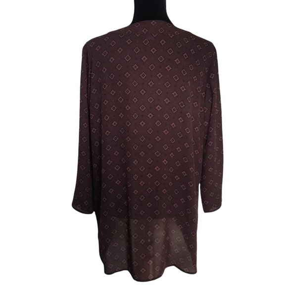 LOFT 3/4 Sleeve Diamond Pattern Tunic in Wine Color - Size Medium - Picture 3 of 4
